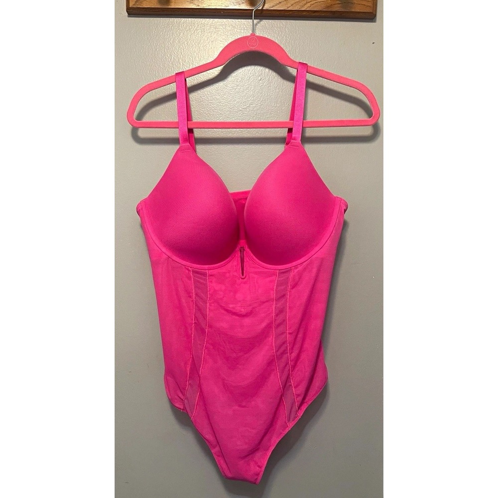 Sofia Shapewear by Sofia Vergara Firm Compression Bodysuit 3X Pink Strap